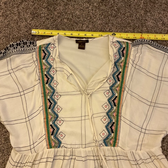Vineet Bahl Anthropologie Embroidered Aztec Blouse Boho Top Sz L READ - Picture 6 of 12